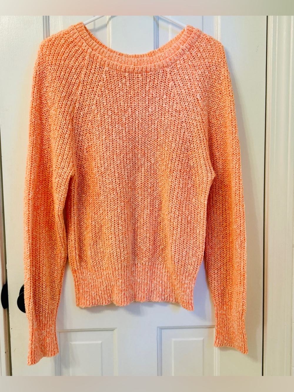 Free People Sweater Womens Small Peach Orange Knit Crew NeckPullover